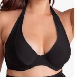 Shapermint Essentials Halter Full Coverage Black Bikini Top. NWT. Size 2XL.